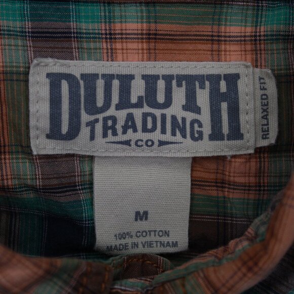 Duluth Shirt Mens Medium Brown/Green Plaid BBQ Relaxed Fit Long Sleeve Cotton - Picture 7 of 11